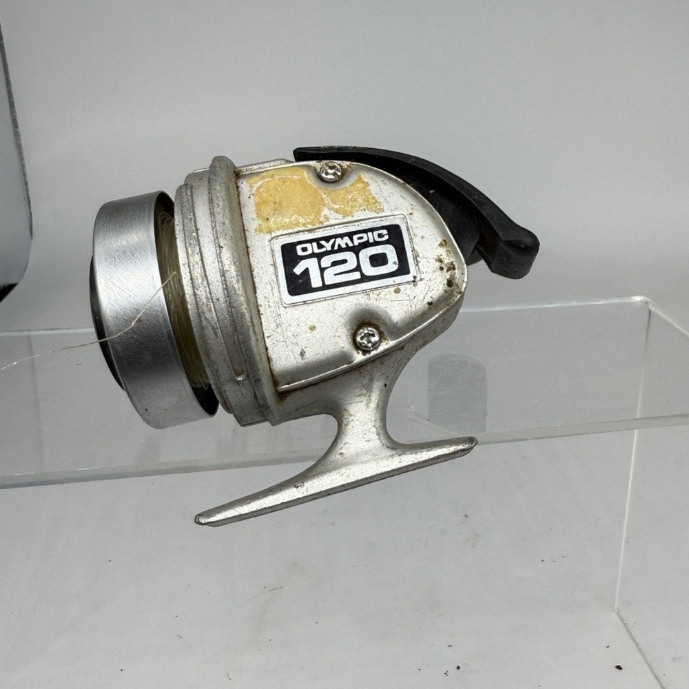 Vintage Olympic 120 Spincast Fishing Reel Japan MISSING FRONT COVER